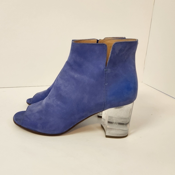 Maison Martin Margiela Blue Suede Leather Clear Heel Booties Boots Shoes 37 7 - Picture 3 of 15